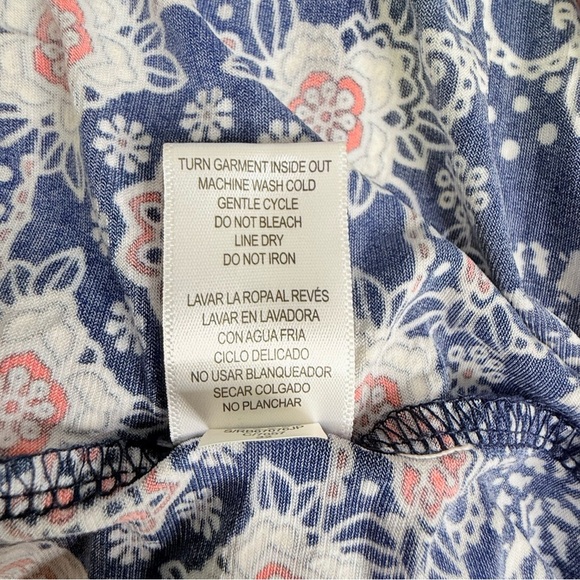 Robbie Bee Sheath Dress M Navy Blue Geometric Floral Print Knee Lnth 3/4 Sleeves - Picture 7 of 12